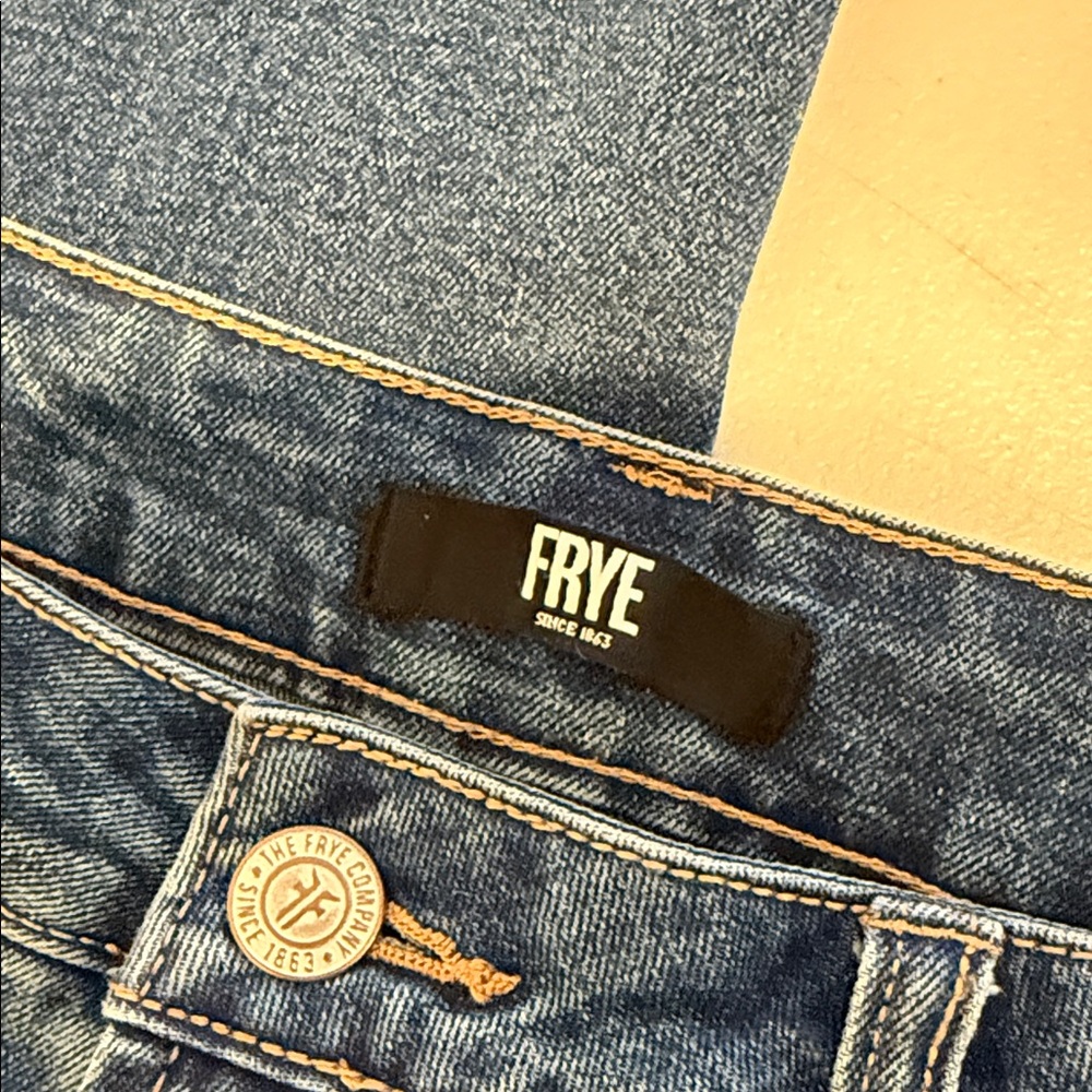 Frye Y2K High Waist Dk Blue Wash Relaxed Straight Leg 1990s Retro Cinch Waist 10 - Picture 8 of 14